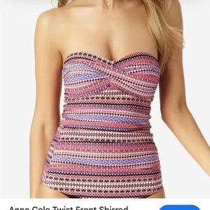 Anne Cole Pink and Purple Twist Front Tankini Top